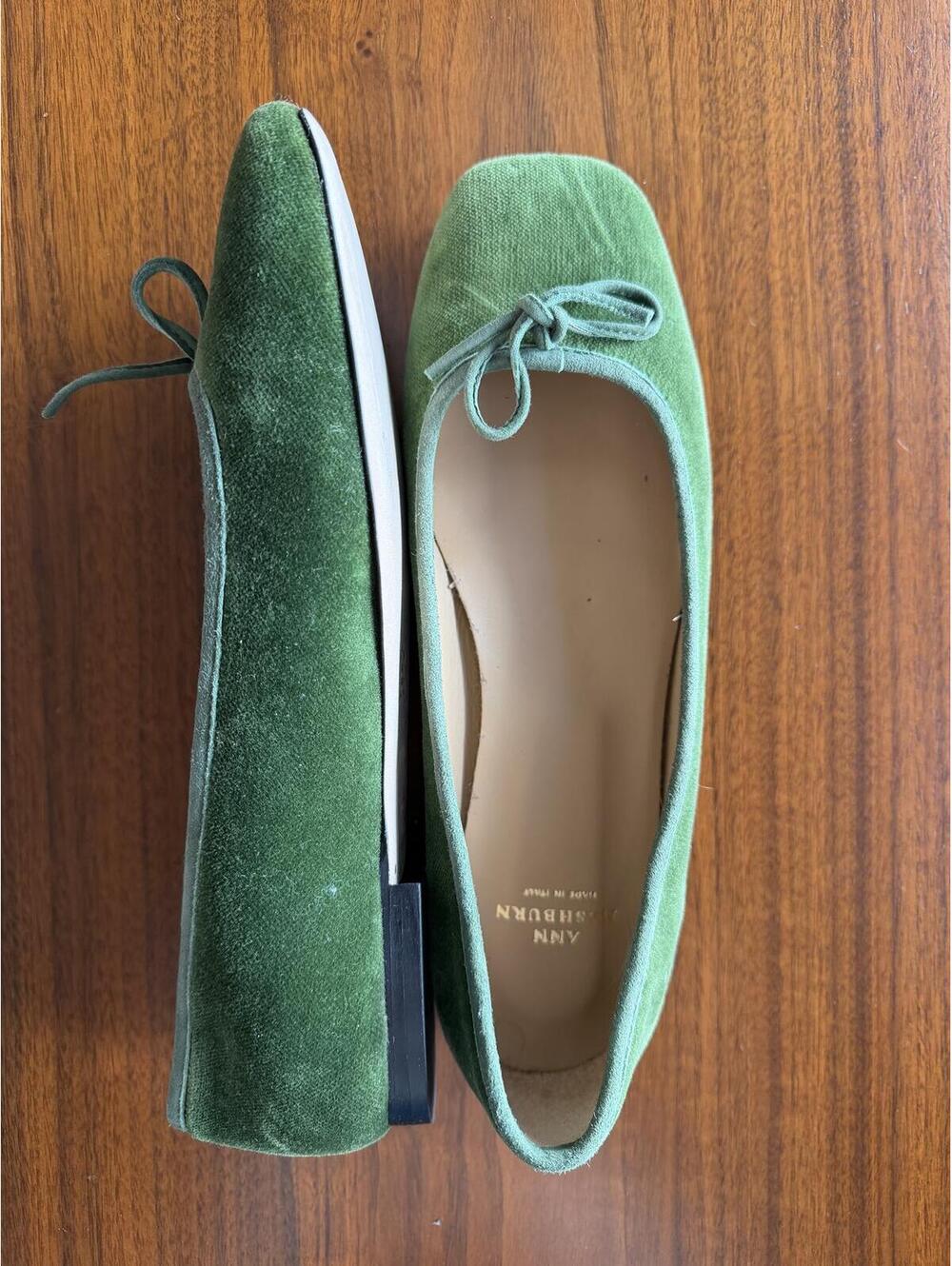 Ann Mashburn Women's Green Velvet Ballet Flats - Size 39.5 - Picture 2 of 5